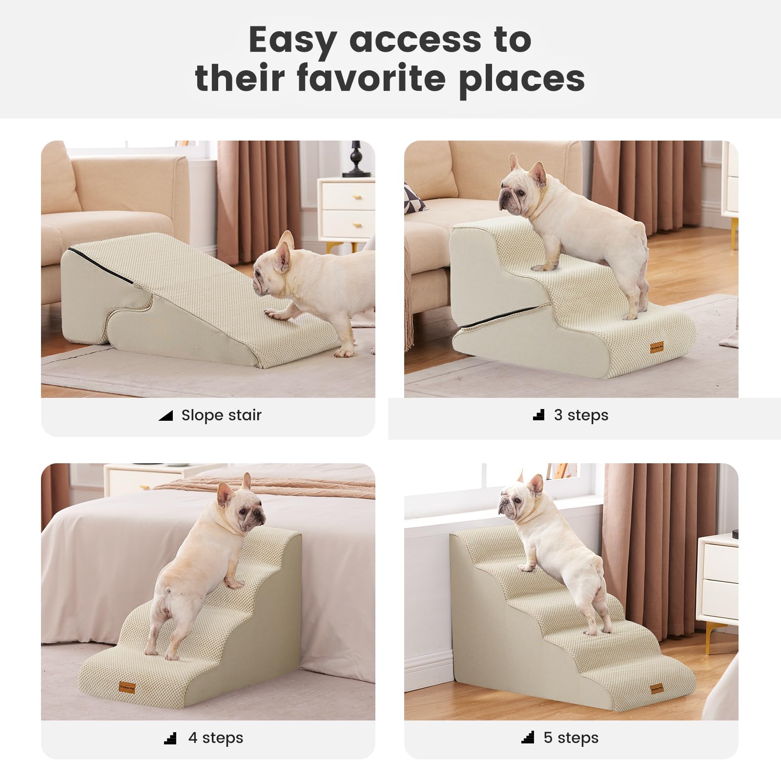 Gardner Pet dog-stairs usage-bed-sofa shows versatile placement for favorite spots.