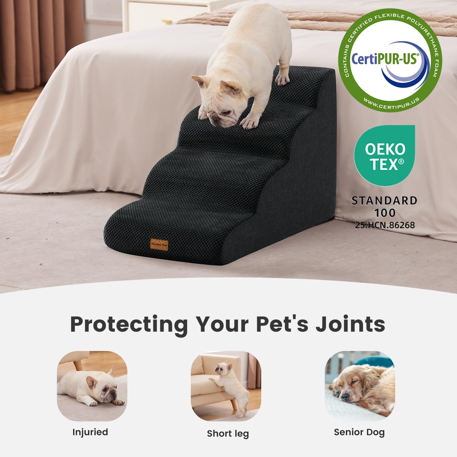 Gardner Pet dog stairs waterproof cover stays clean with minimal effort.