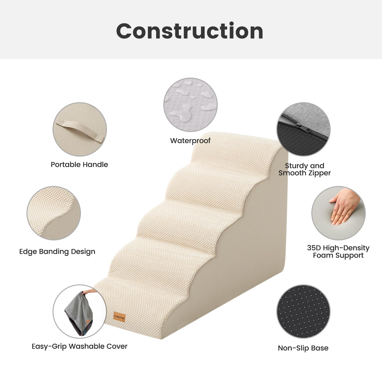 Gardner Pet dog stairs waterproof cover for simple cleaning.