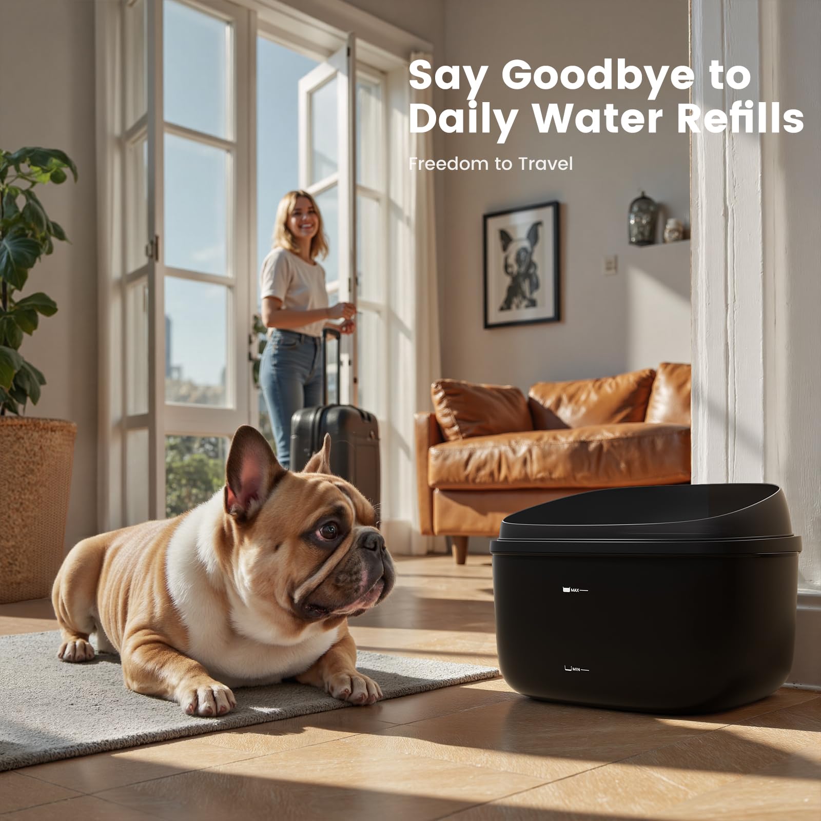 Gardner Pet dual-dome drinking tray demonstrating added backup water
