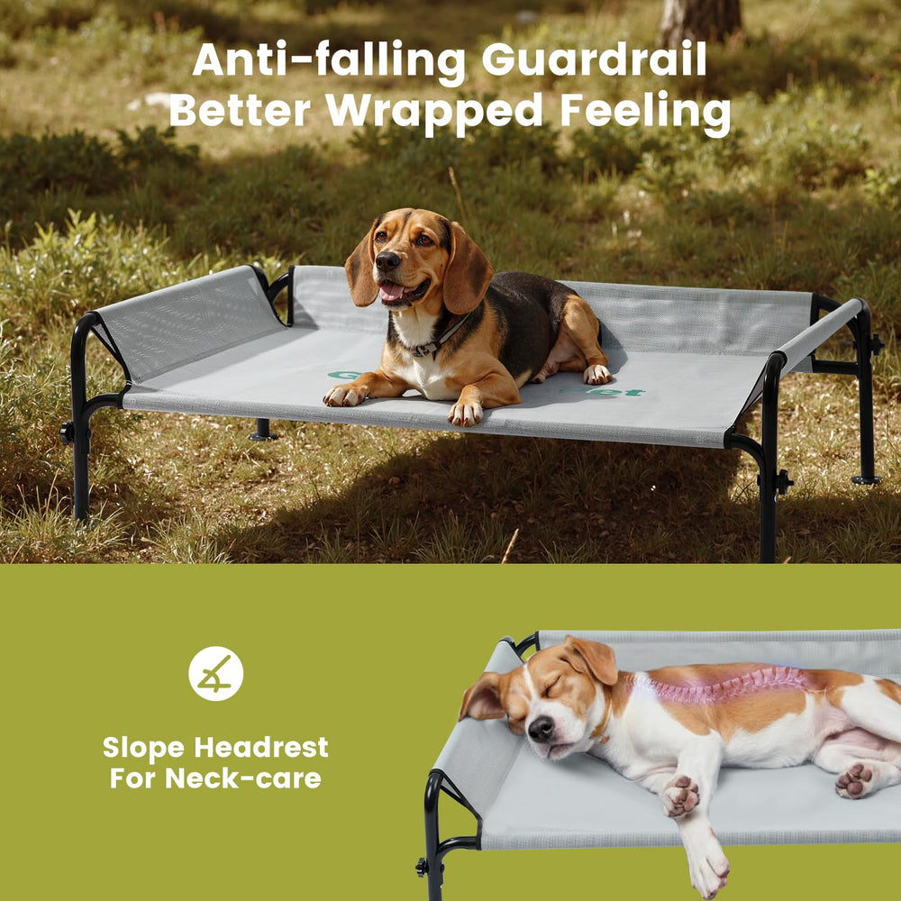 Gardner Pet elevated dog bed with breathable mesh surface keeps dogs cool while lounging
