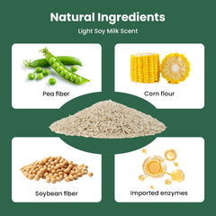 Gardner Pet Enzyme Tofu Litter 99% dust-free for cleaner scooping.