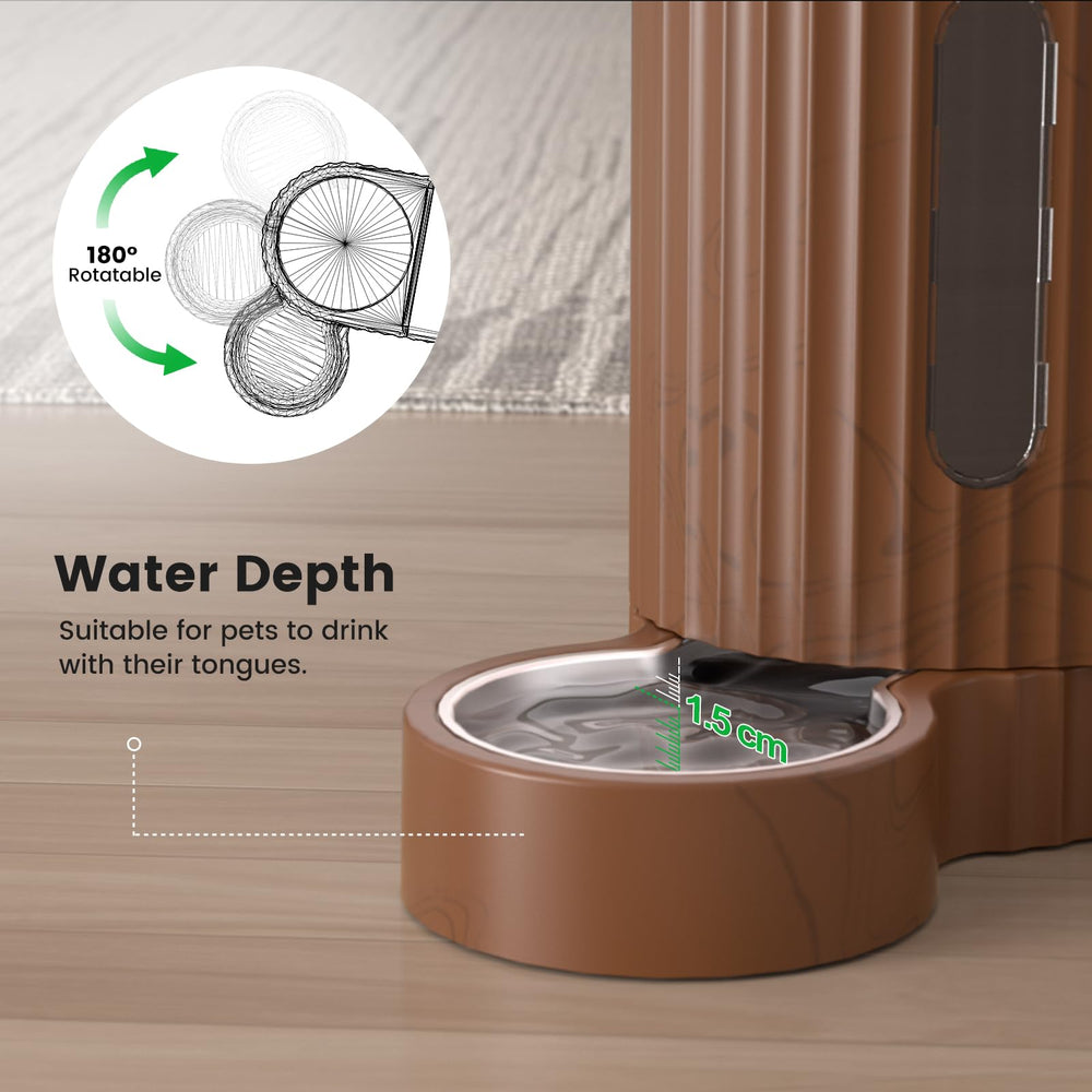 Gardner Pet gravity feeder 180 degree rotating water bowl in action.