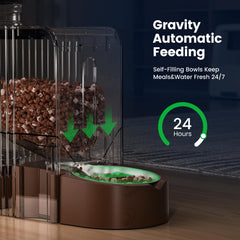 Gardner Pet gravity feeder water bowl close-up with rotating 180 degree feature.
