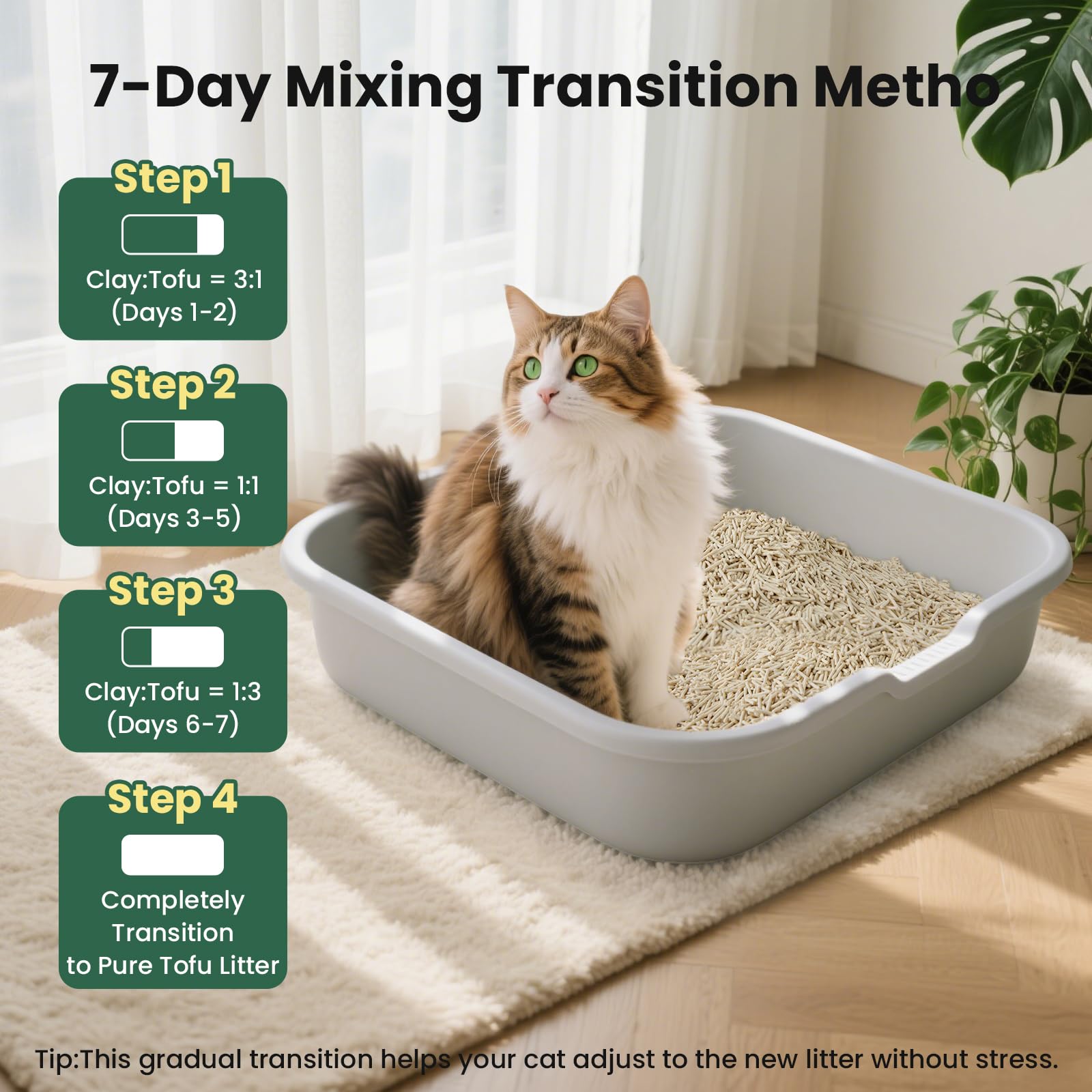 Gardner Pet green tea odor-control litter neutralizes smells naturally.