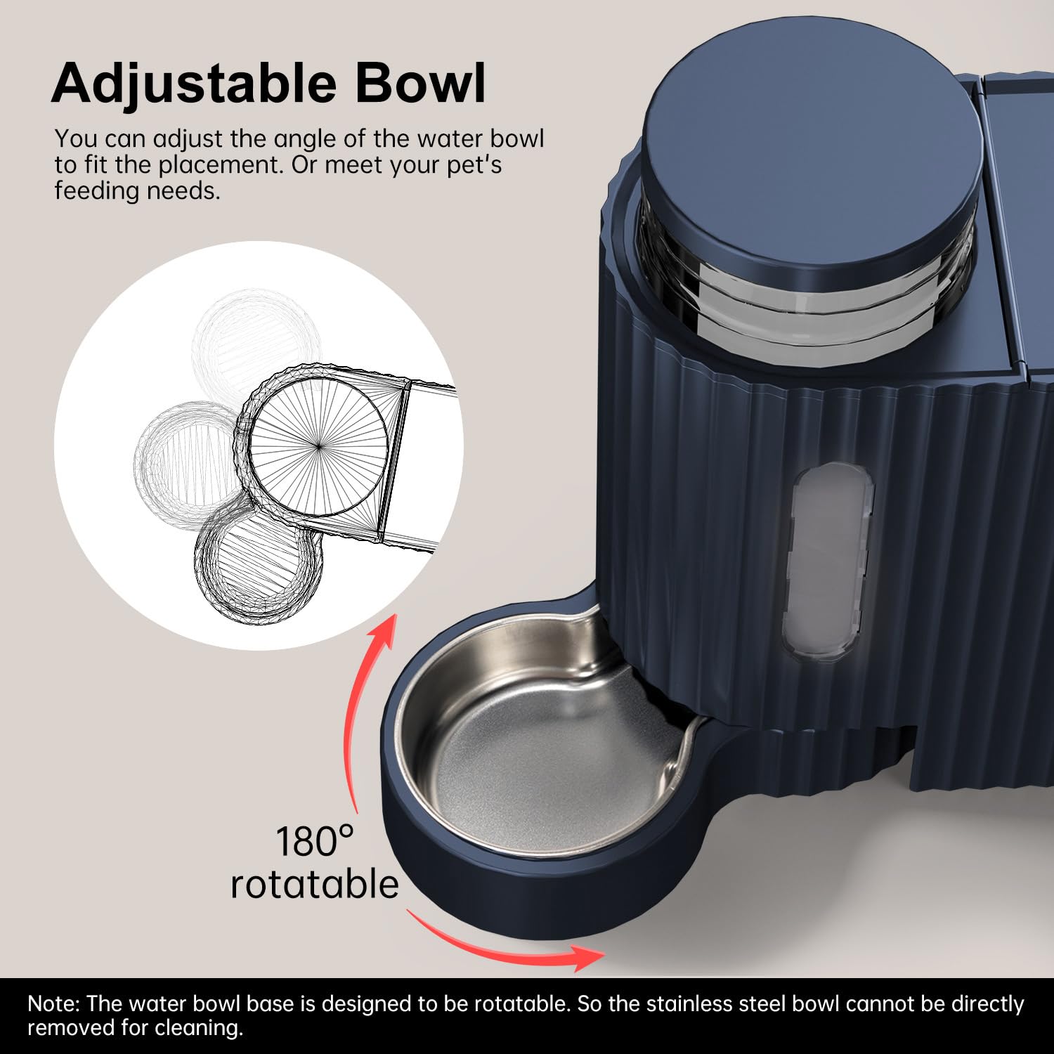 Gardner Pet large-capacity water container holds up to 3 liters for longer days.