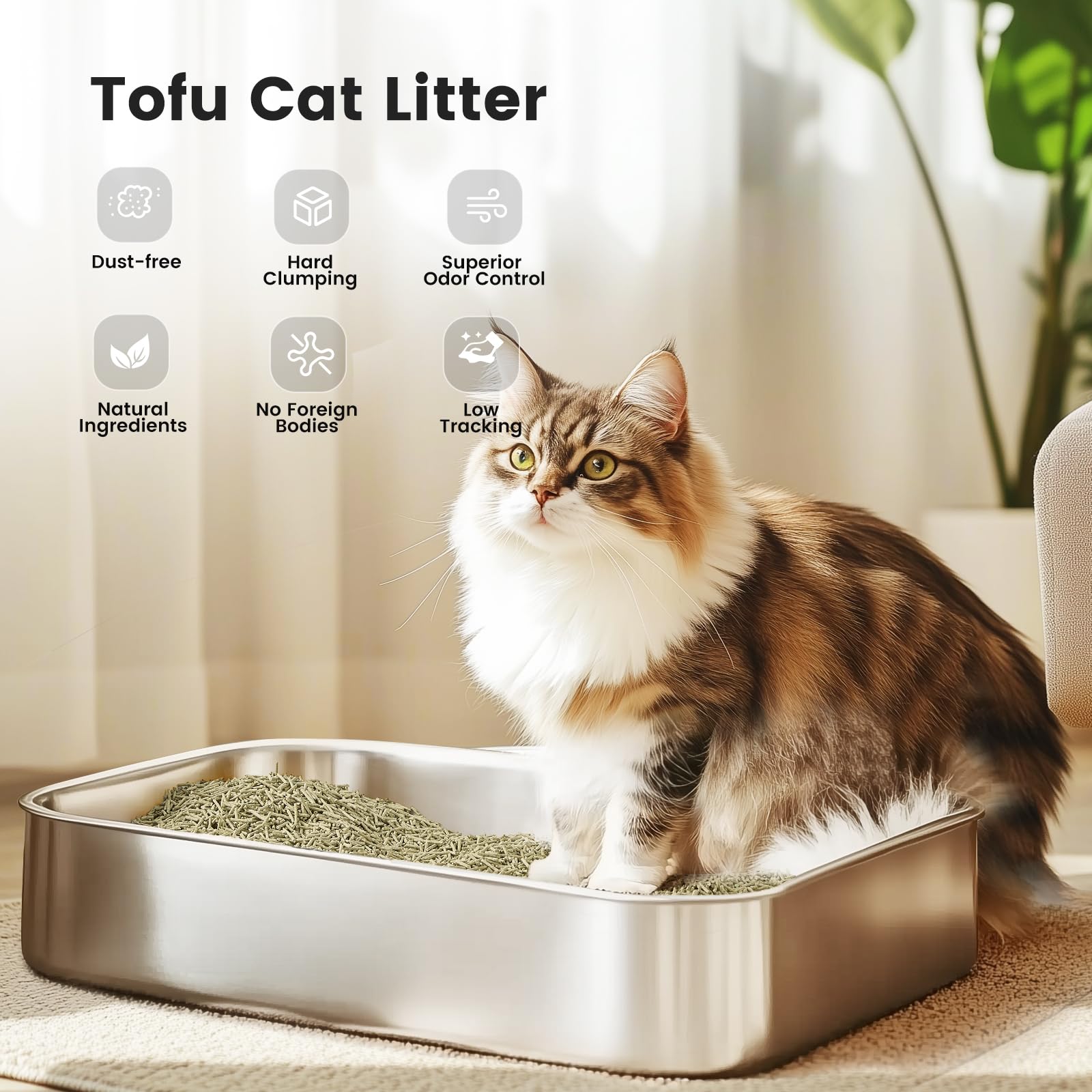 Gardner Pet natural tofu litter dust-free for cleaner air at home.