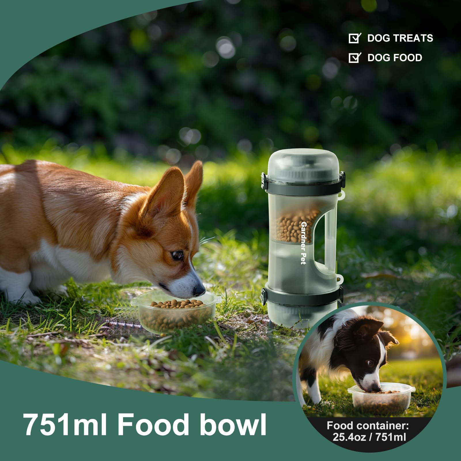 Gardner Pet shoulder strap enables hands-free travel during hikes and beach days.