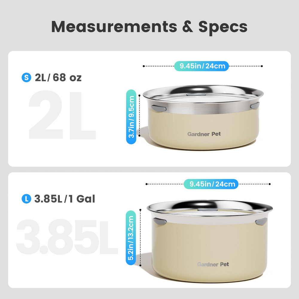 Gardner Pet Slow Water Bowl 2L capacity—supports longer intervals between refills.