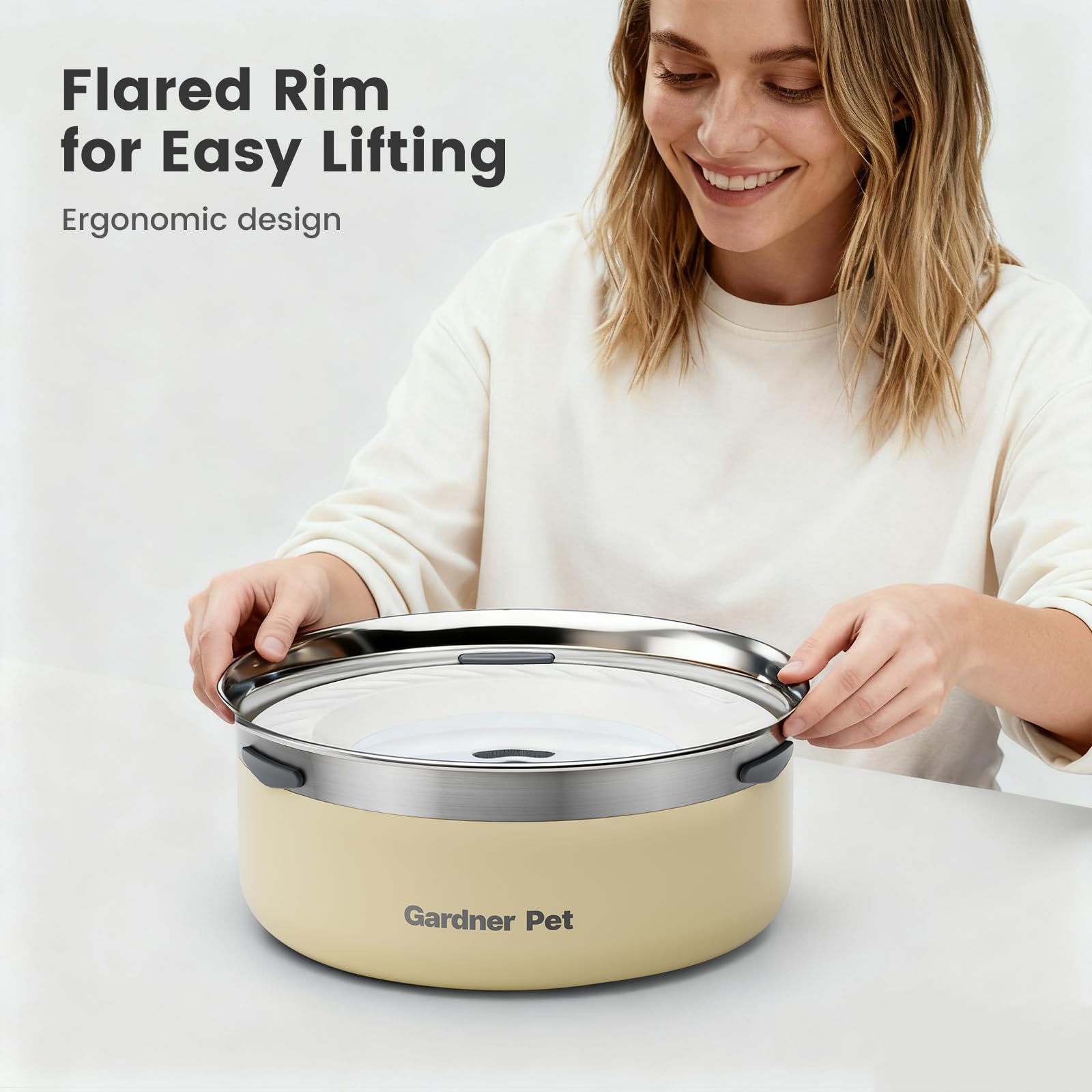 Gardner Pet Slow Water Bowl easy-clean-assembly—detach parts for thorough cleaning.