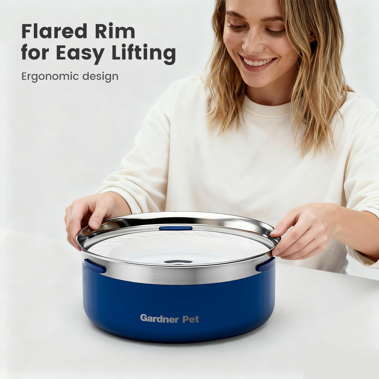 Gardner Pet Slow Water Bowl positioned for kitchen counters and daily use.