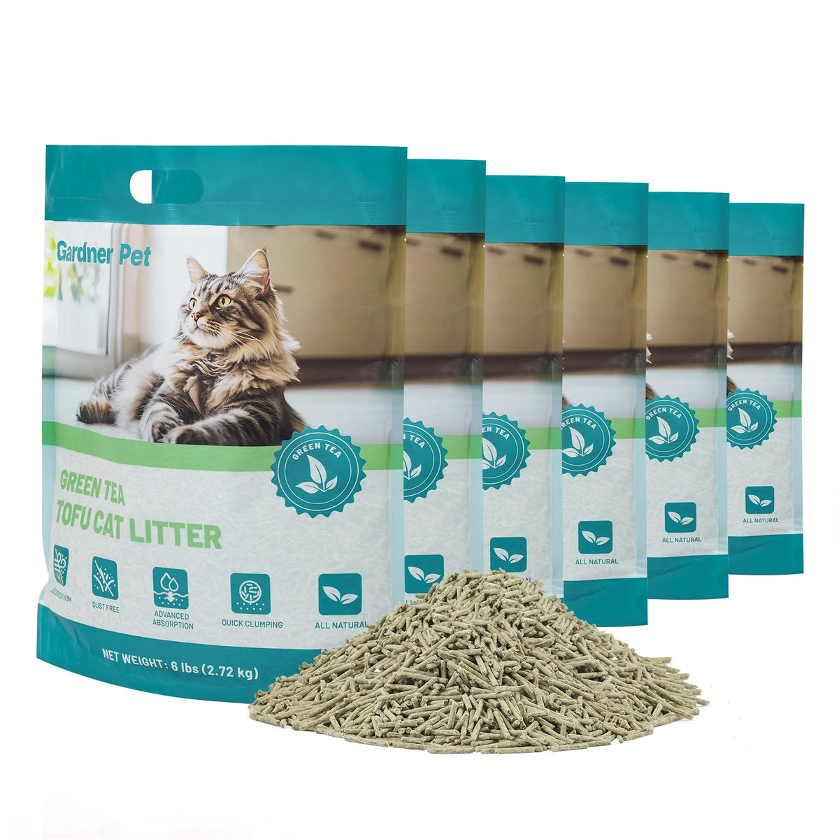 Gardner Pet tofu cat litter clumps quickly for easy cleanup.