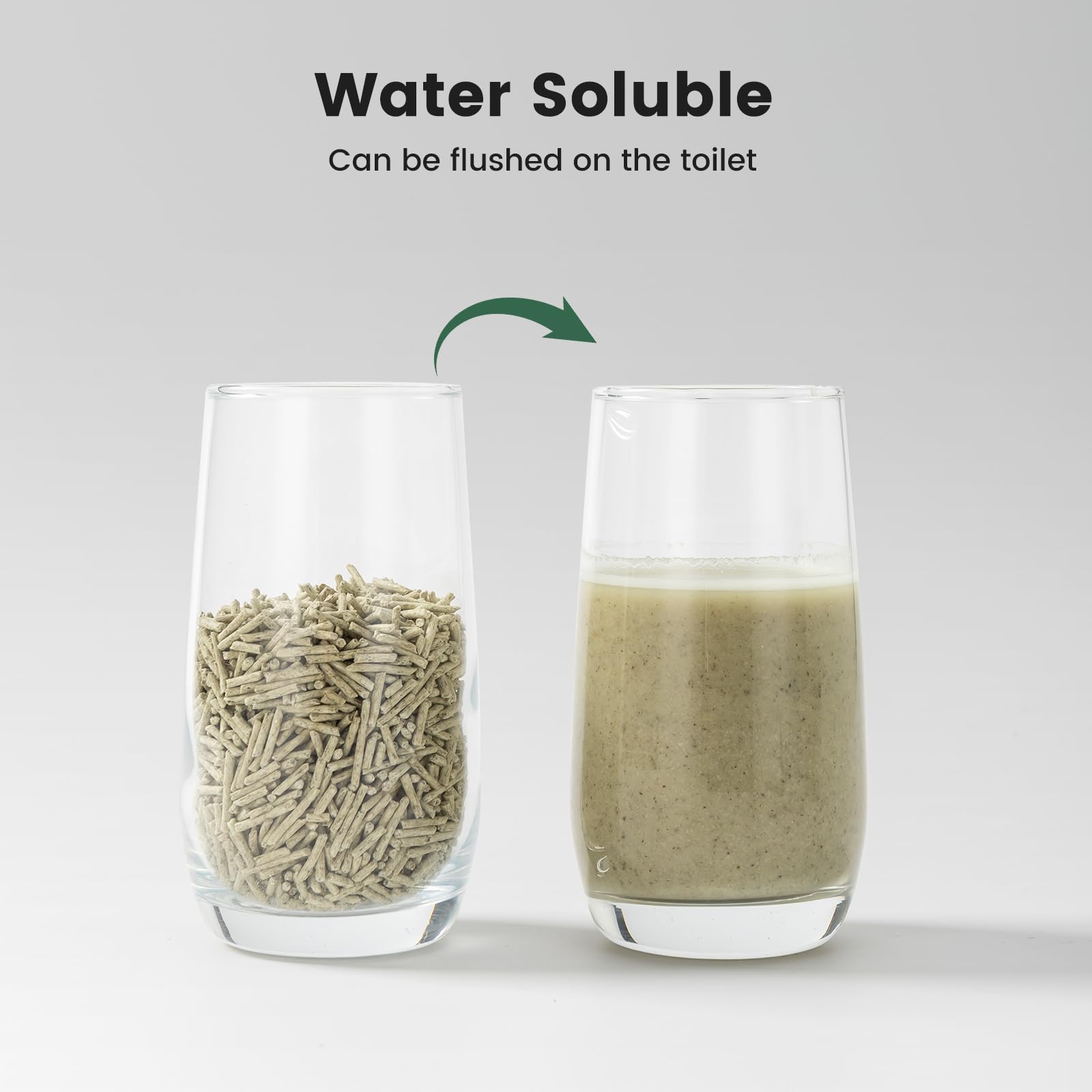 Gardner Pet tofu litter compact size enhances absorption and minimizes scatter.