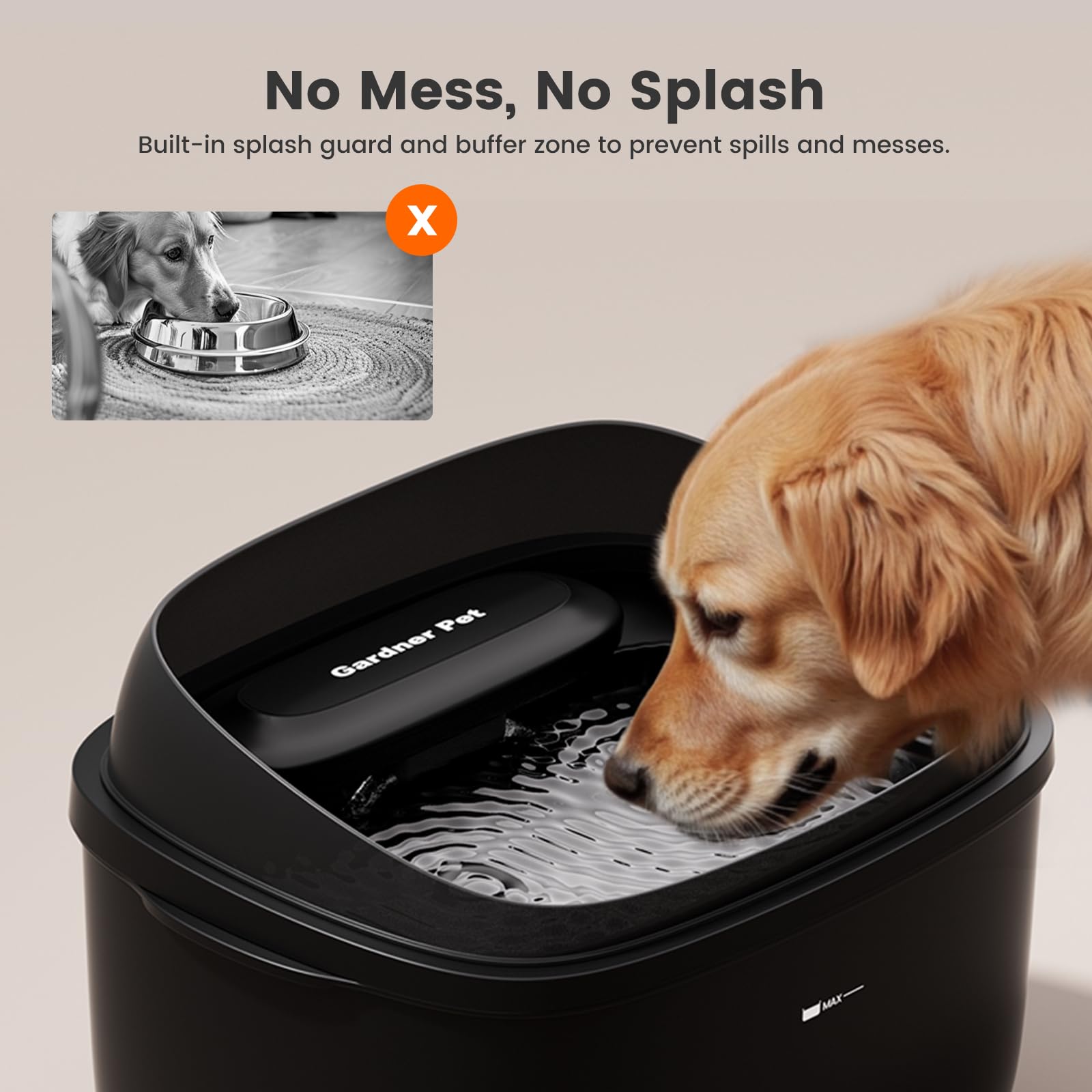 Gardner Pet ultra-quiet water pump operates quietly for calm environments.