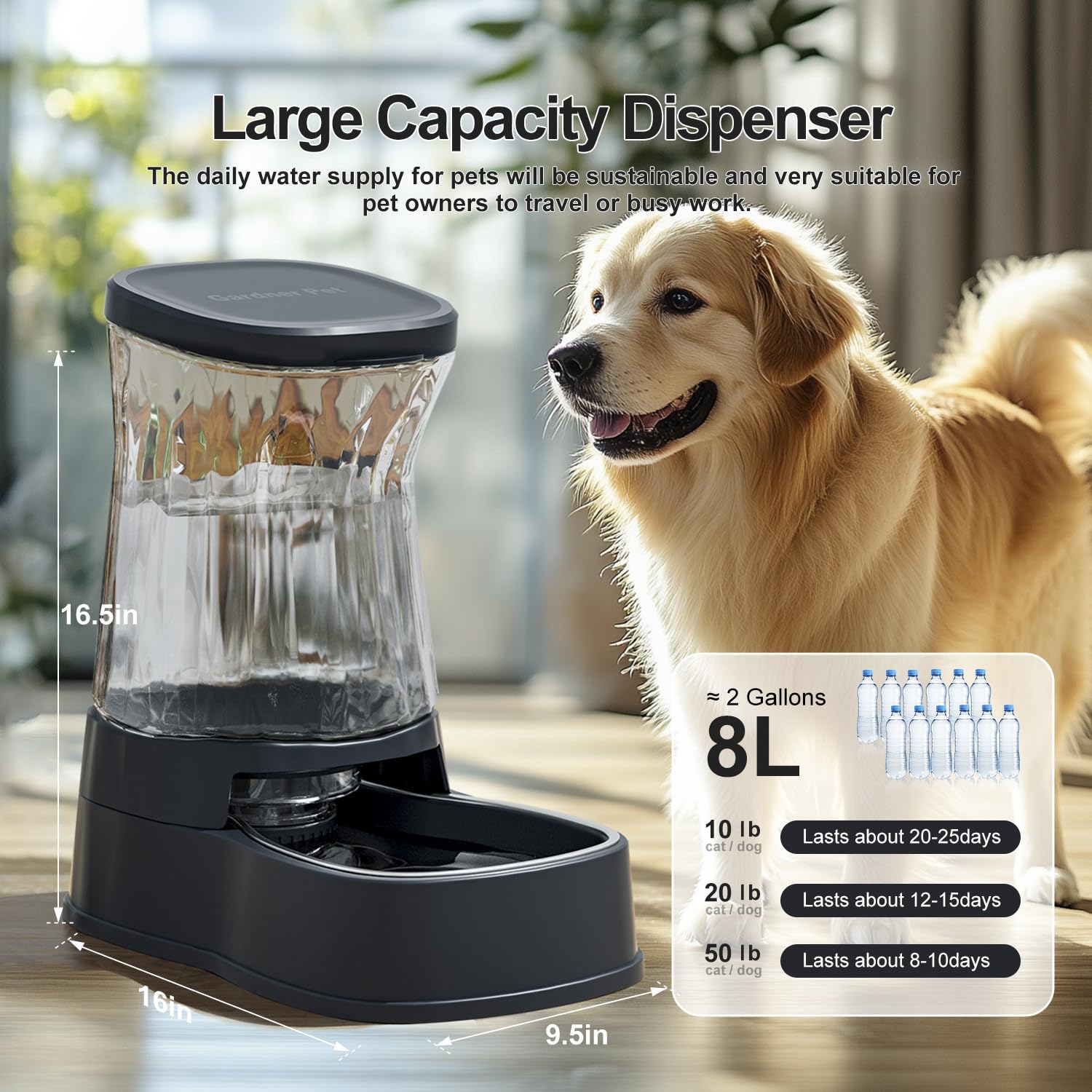 Gardner Pet water dispenser base shows a stable non-slip design.