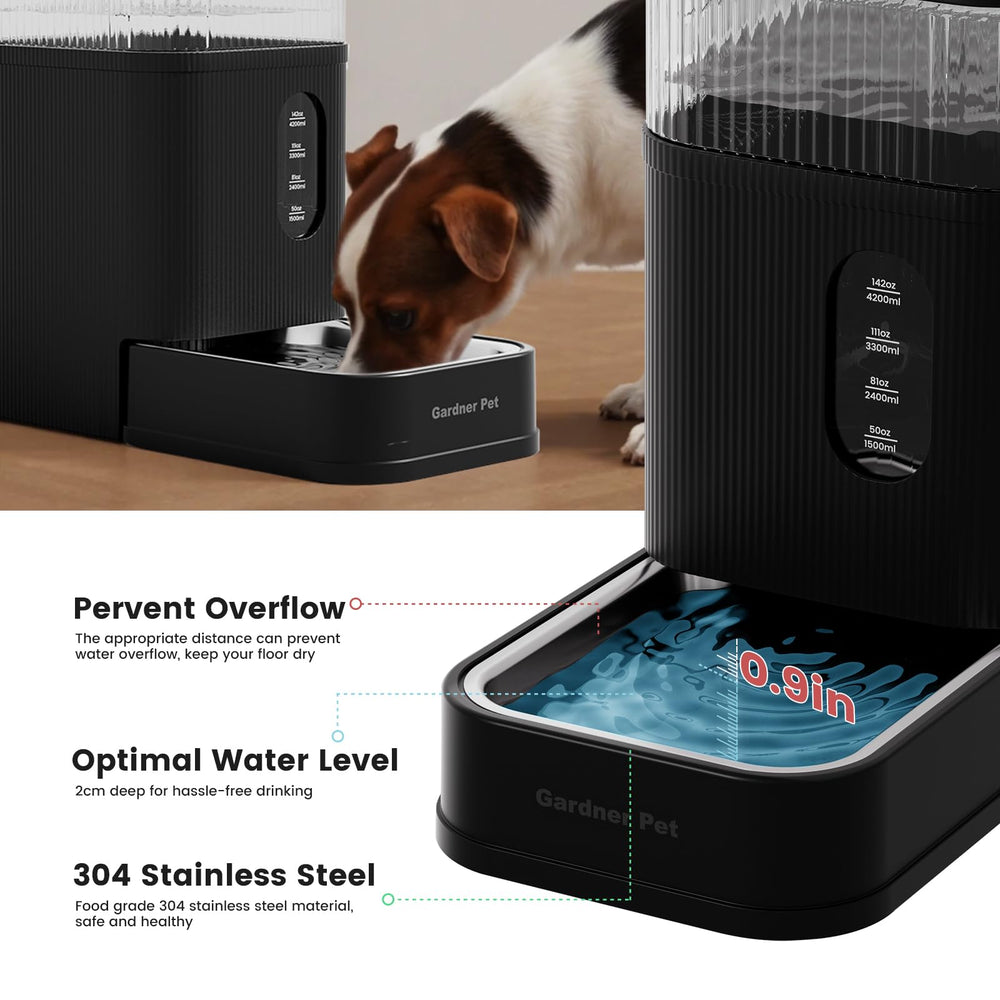Gardner Pet water dispenser transparent water window shows remaining water at a glance.