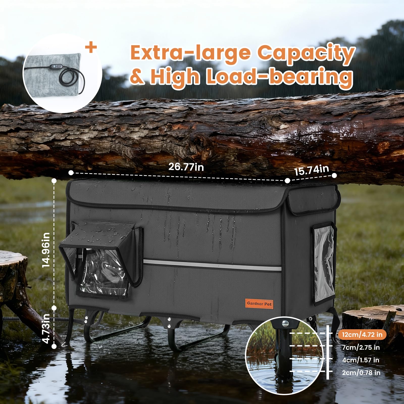 Gardner Pet X-Large Cat House metal frame ready for quick, tool-free outdoor setup.