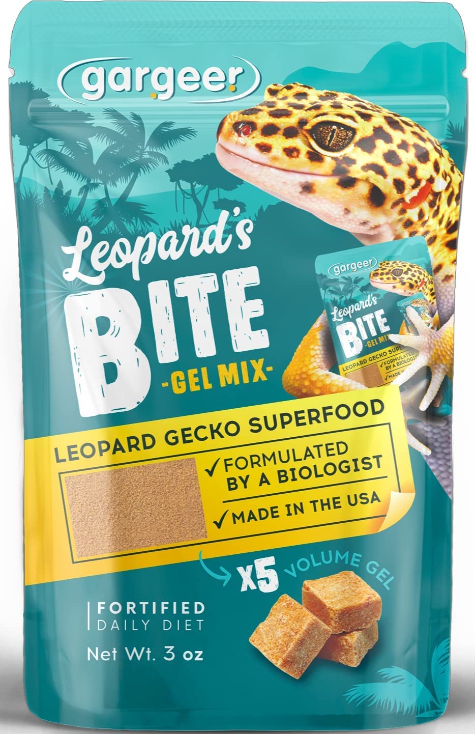 Gargeer leopard gecko food powder ready to mix into gel for complete nutrition.