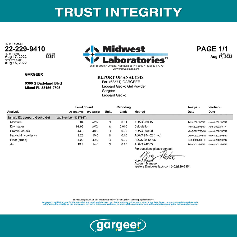Gargeer made in USA label highlights local production and support.