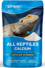 Gargeer reptile calcium powder dust on feeder insects supports balanced calcium intake.