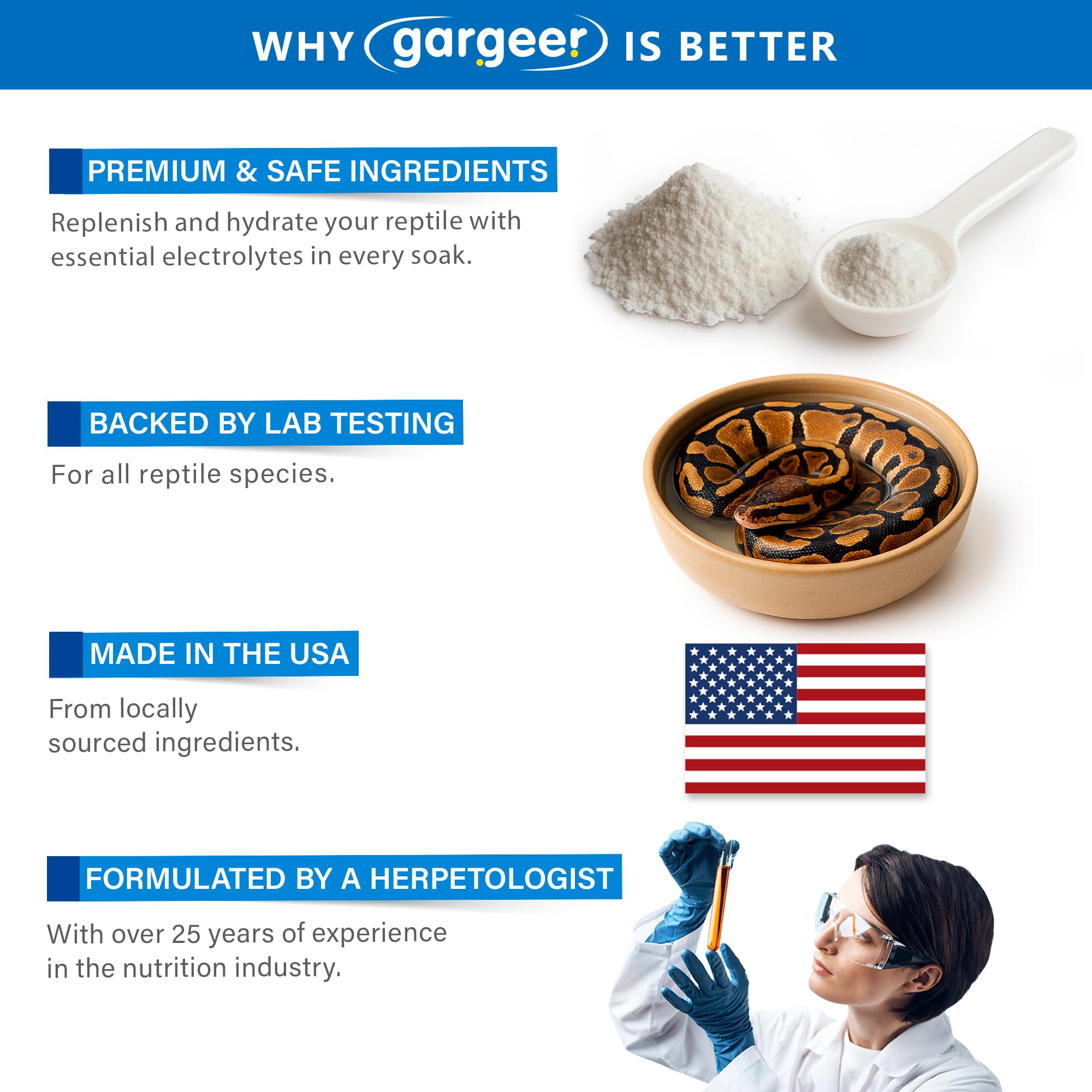 Gargeer ReptiSoak measuring scoop helps prep the bath easily.
