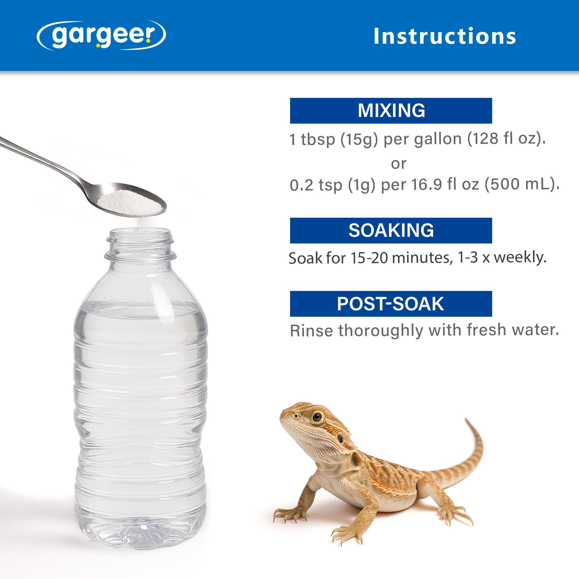 Gargeer ReptiSoak USA-made packaging signals vet-grade reptile care.