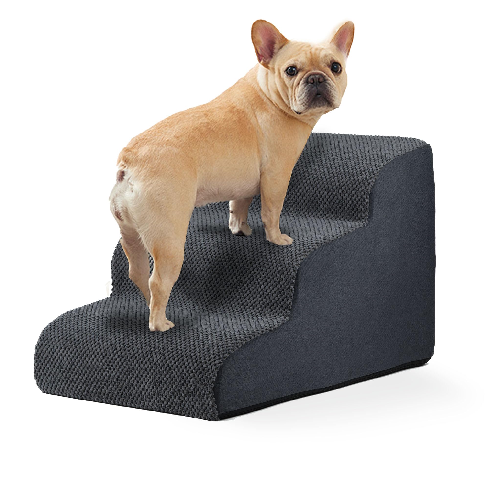 GARMART 3-Step Dog Stairs bed-cover enables stable bed access for small dogs