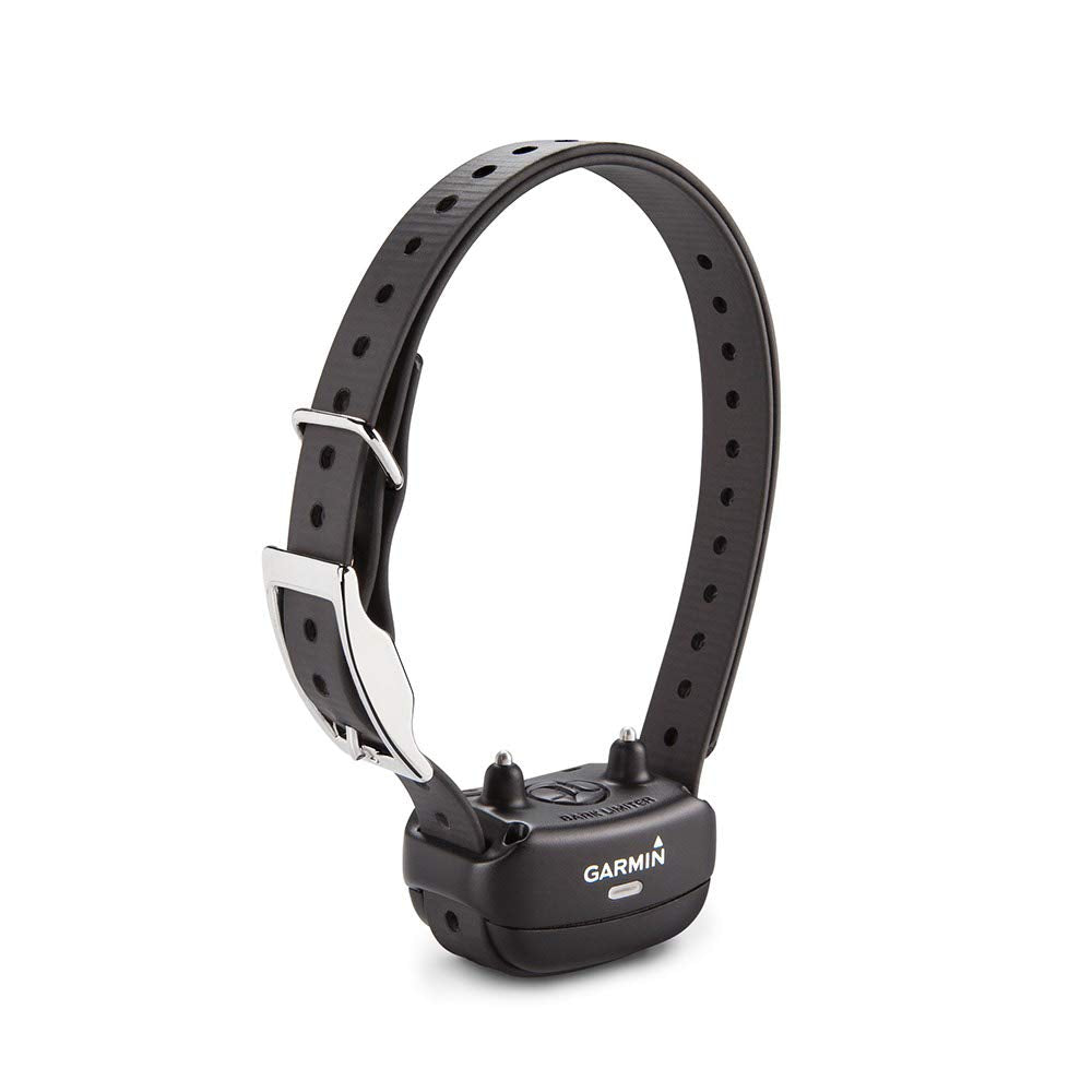 Garmin BarkLimiter Deluxe front view shows compact design for comfortable all-day wear.
