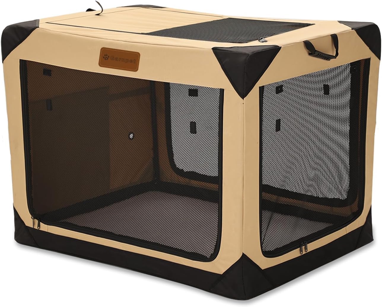 Garnpet 36inch collapsible soft dog crate folded for compact storage and travel-ready use.