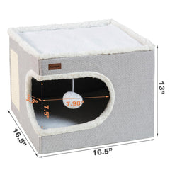 Garnpet cat bed covered cat cave gray with plush interior for nap time