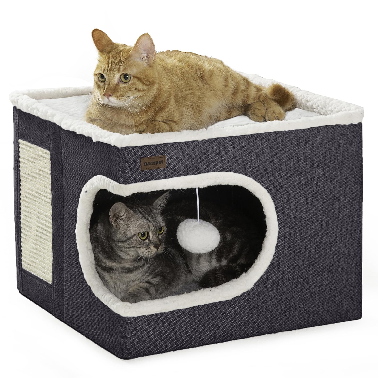 Garnpet cat bed cube house cave design offers a secure hideaway and comfort.