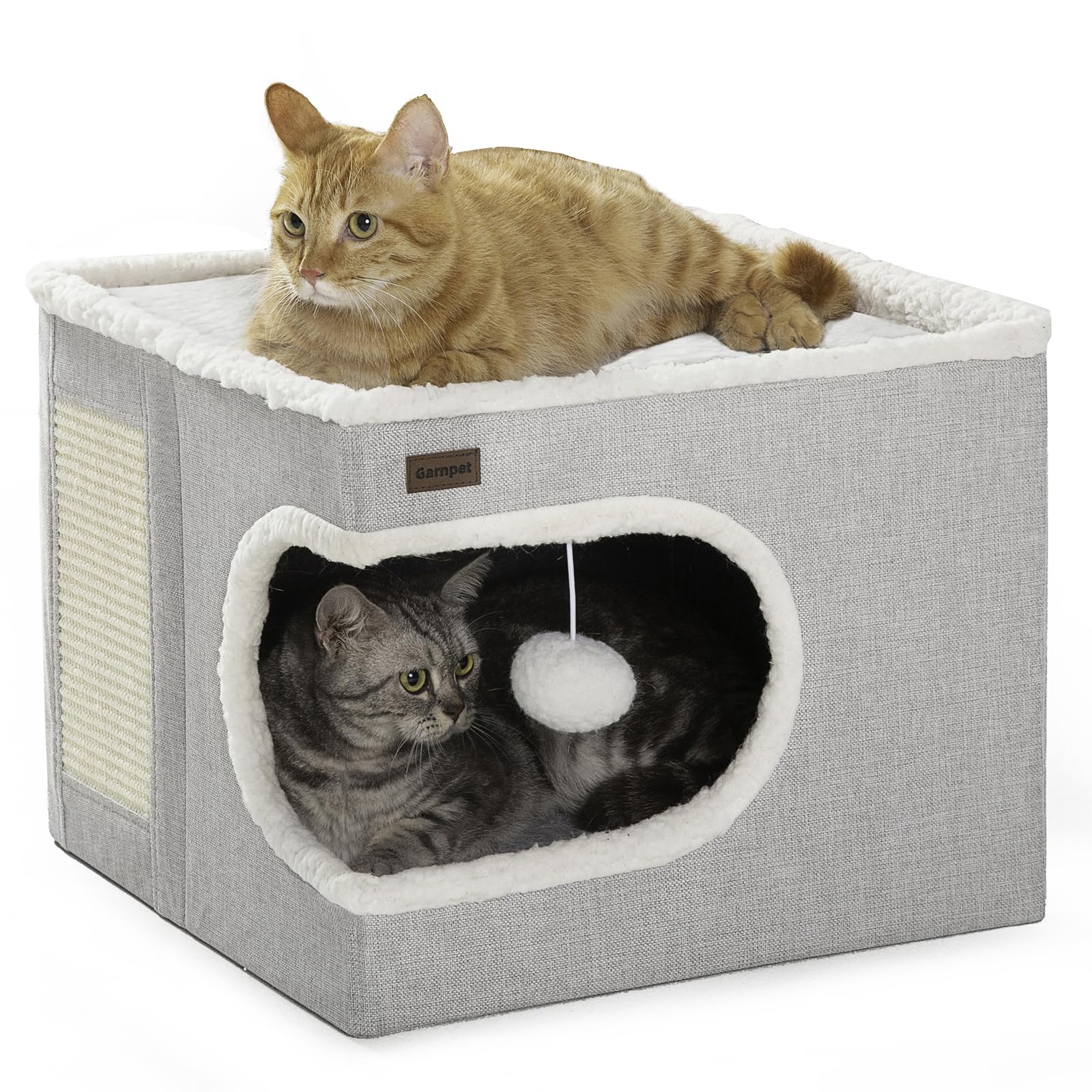 Garnpet cat bed cube house gray offers secure hideaway and cozy retreat