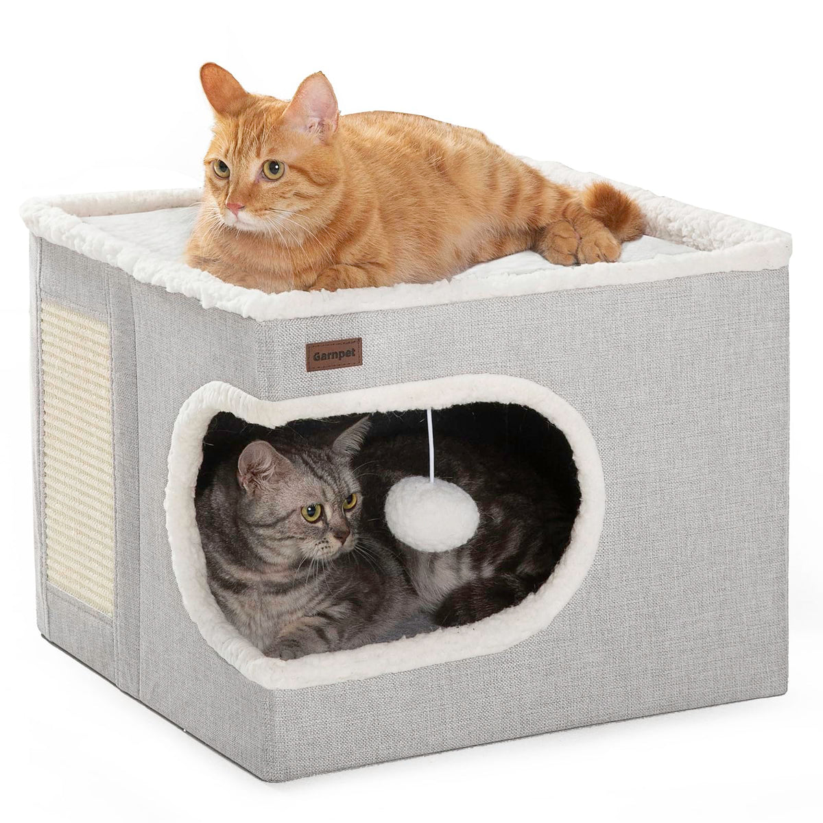 Garnpet cat bed cube house gray offers secure hideaway and cozy retreat