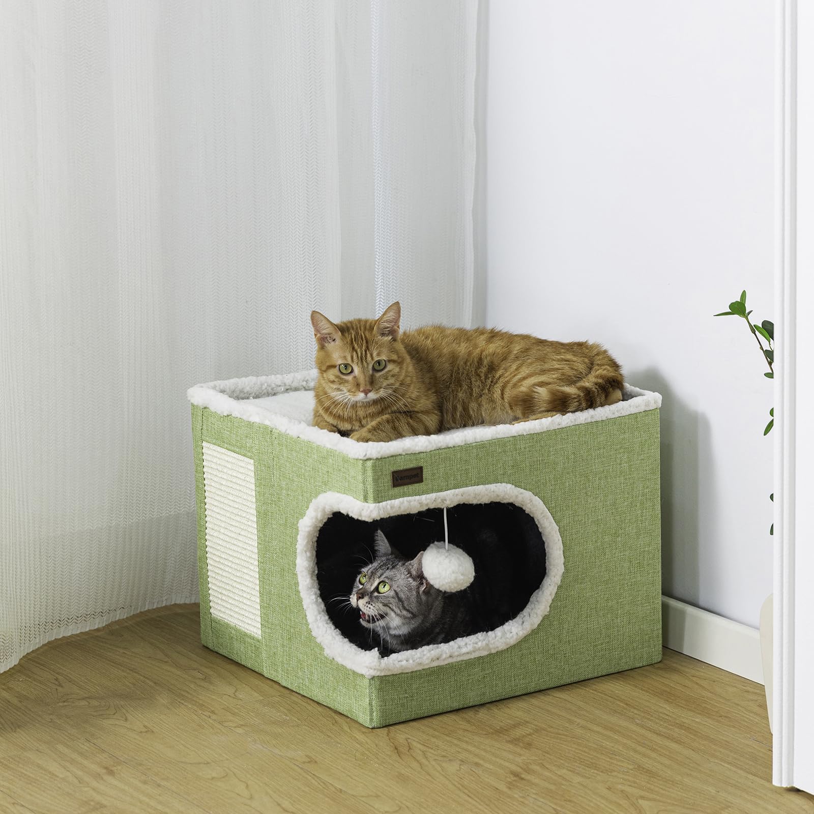 Garnpet Cat Bed Hanging Plush Ball green offers interactive play and mental stimulation.
