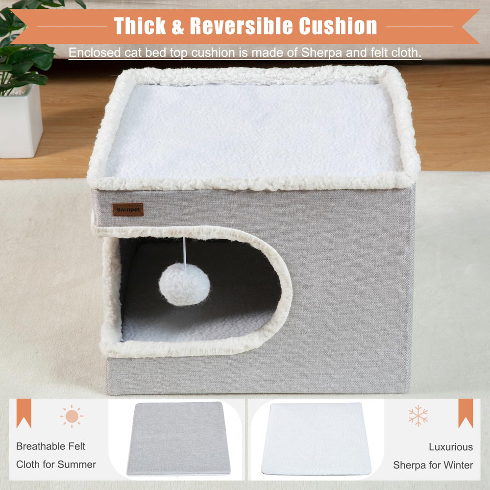 Garnpet cat bed scratch pad adds durability during scratching sessions.