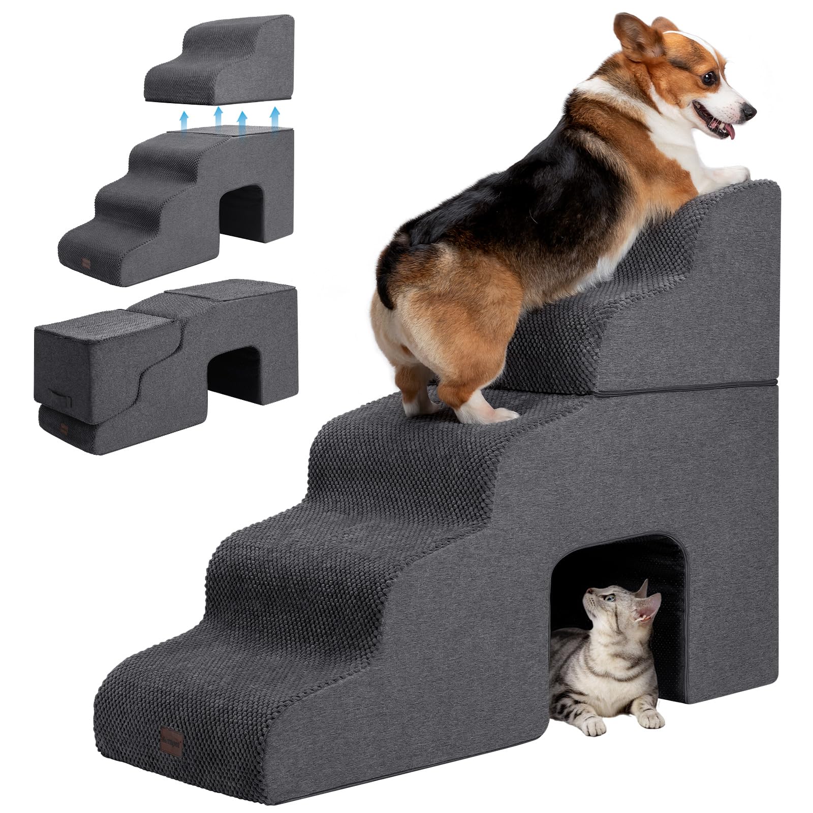 Garnpet dog stairs high-bed tunnel dark-grey shown for safe high-bed access