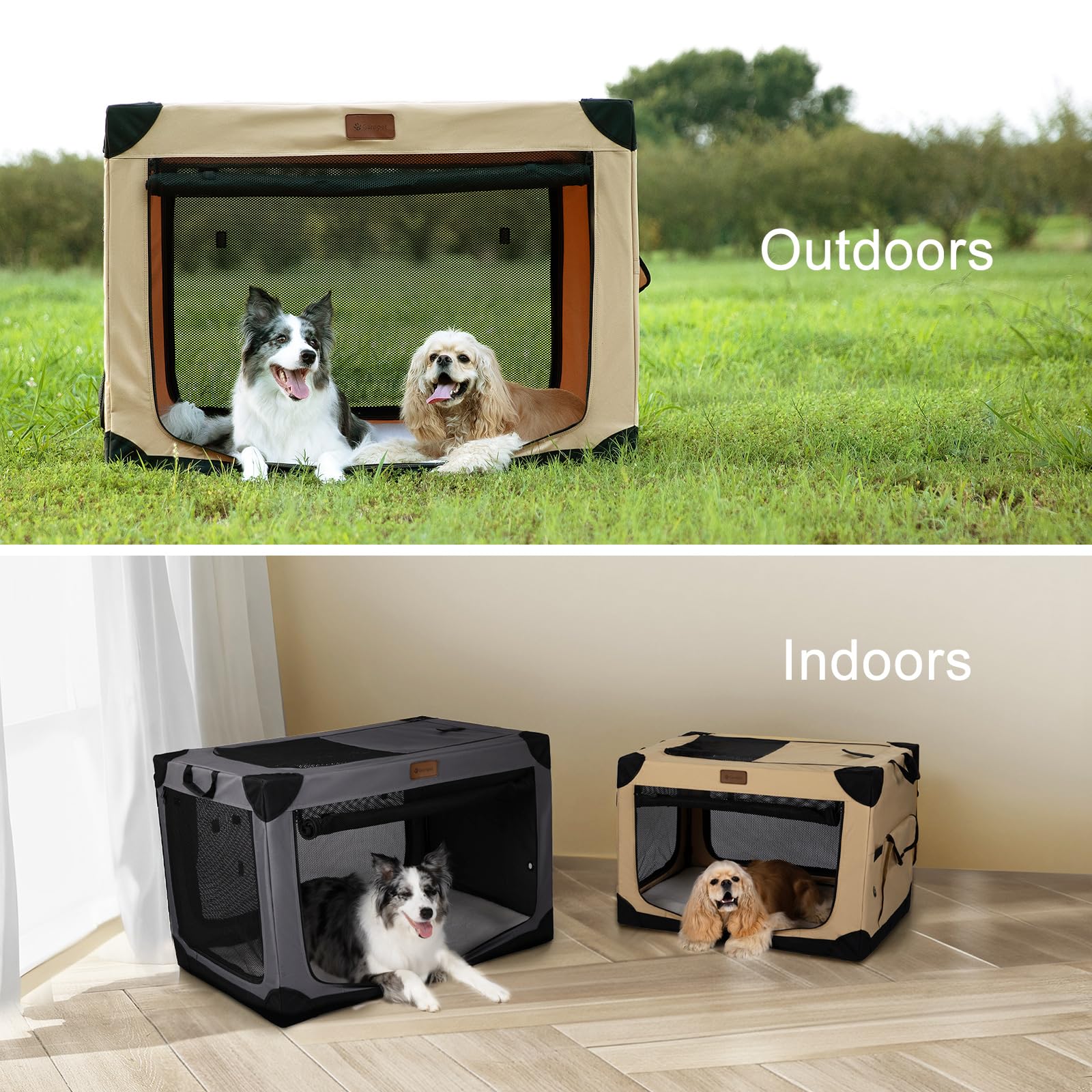 Garnpet four-door zippered access shown for convenient pet entry and monitoring.