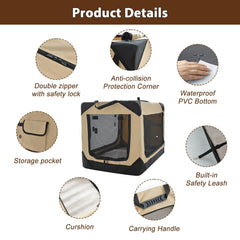 Garnpet soft dog crate indoor-outdoor setup with four doors for versatile use.