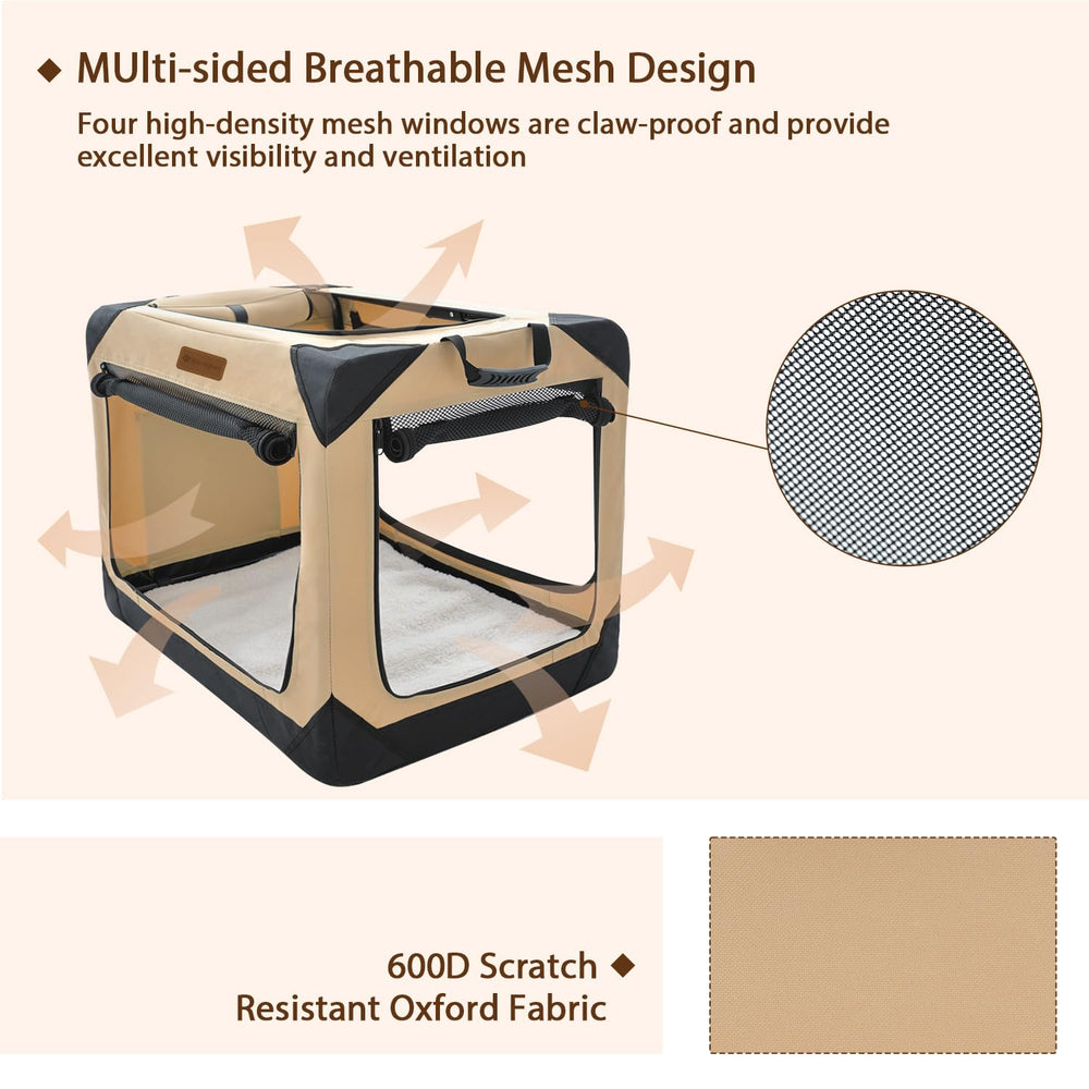 Garnpet waterproof fabric on crate makes cleaning quick and easy.