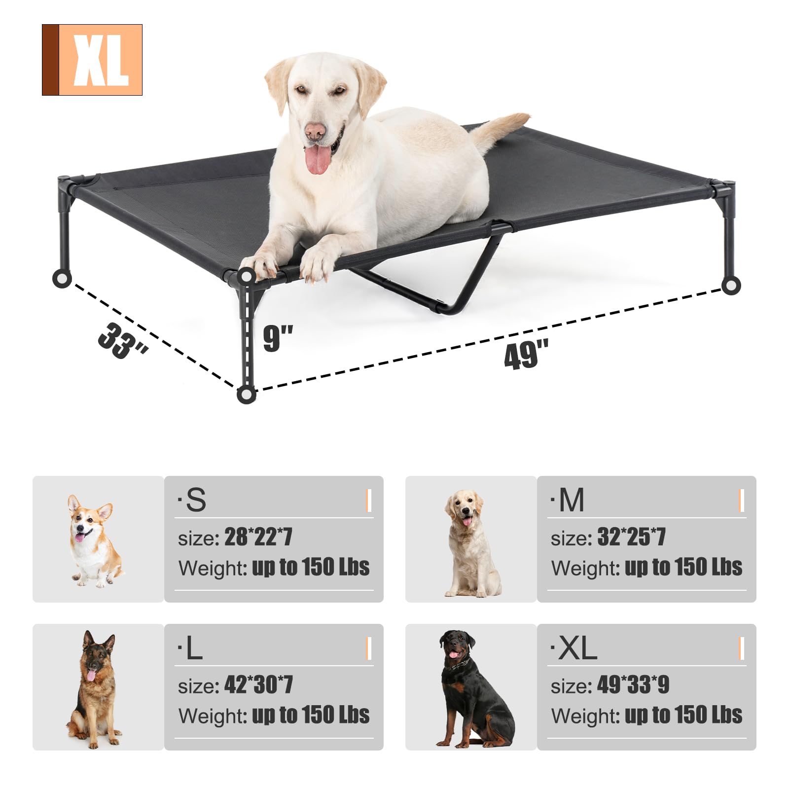 Garnpet XL elevated bed plug-in design shows easy assembly for quick setup