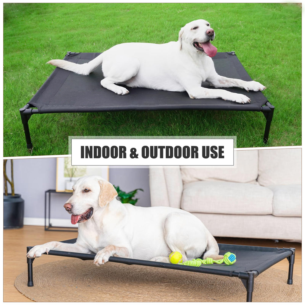Garnpet XL elevated bed outdoor use demonstrates weather-friendly setup