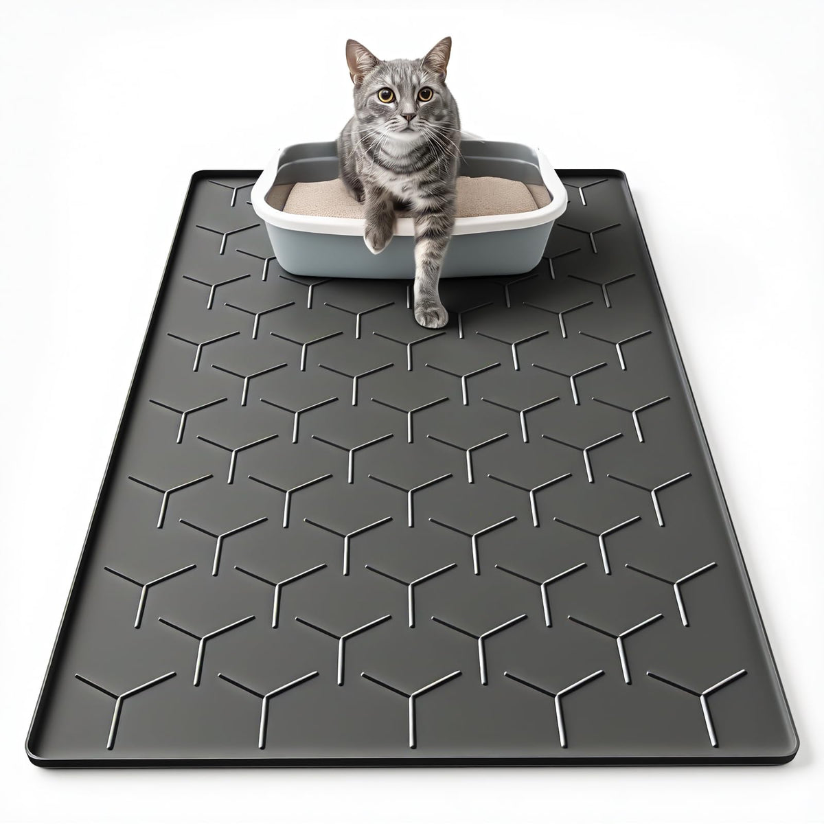 Garoopion silicone cat litter mat large 34x22 traps litter to reduce tracking