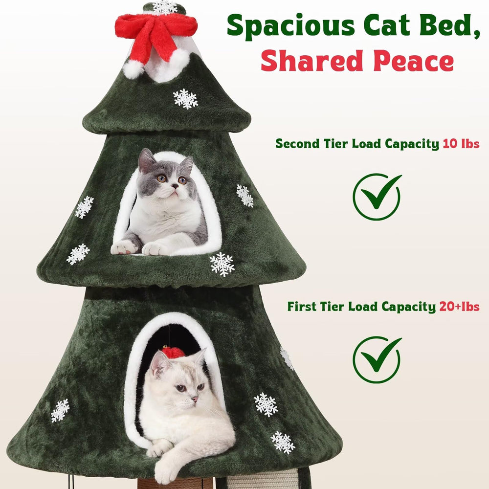 Garsing Christmas Cat Tree Tower flower teaser toys invite interactive play and hunting instincts.