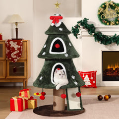 Garsing Christmas Cat Tree Tower top ornament showcases festive decor for indoor cats.