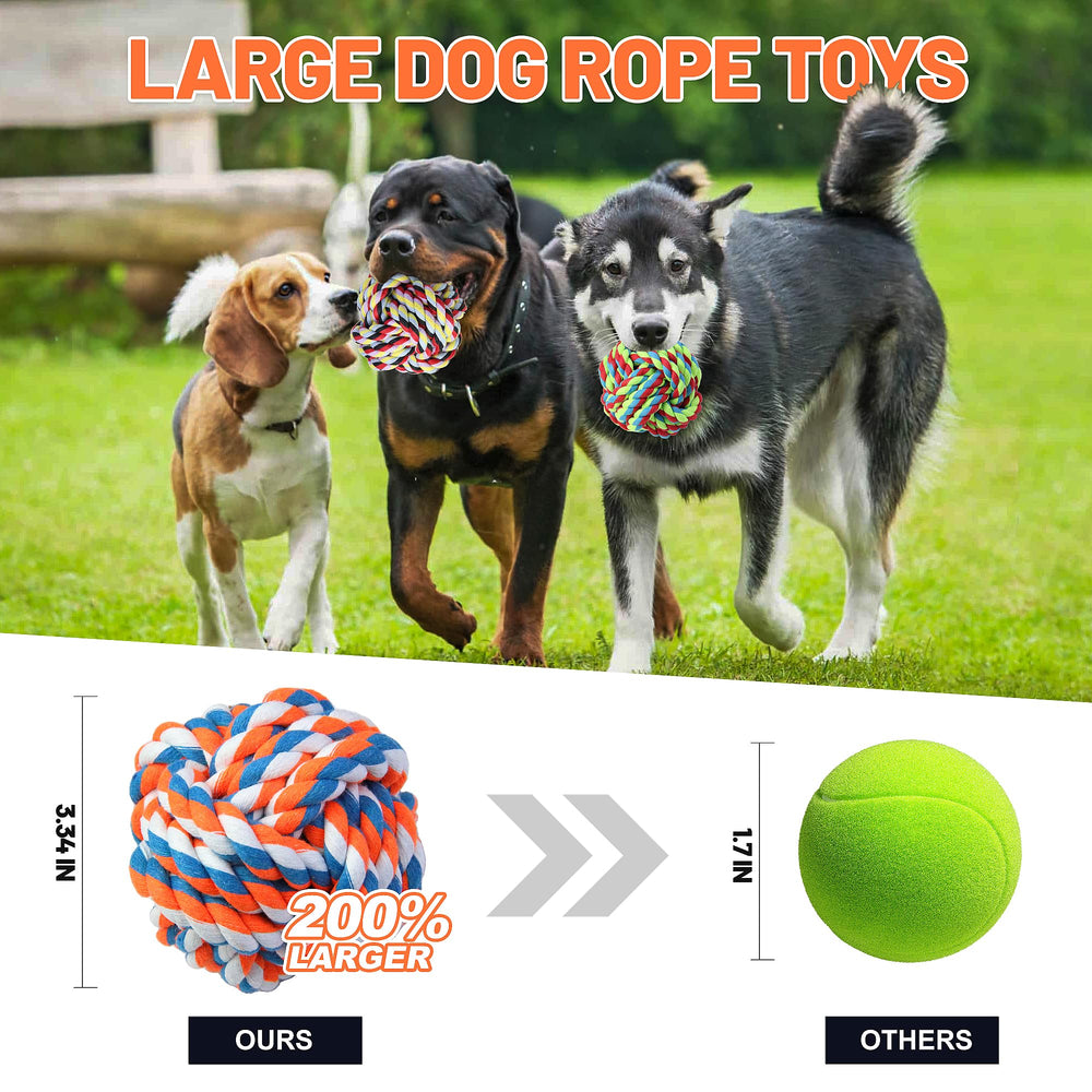 GASAPET rope ball close-up emphasizing woven cotton rope and bite resistance.