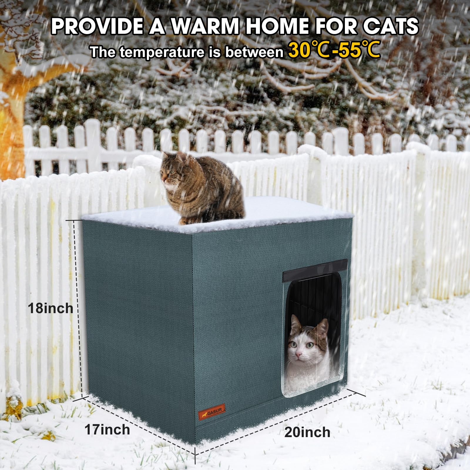 GASUR heating pad inside with plush surface providing steady warmth for cats