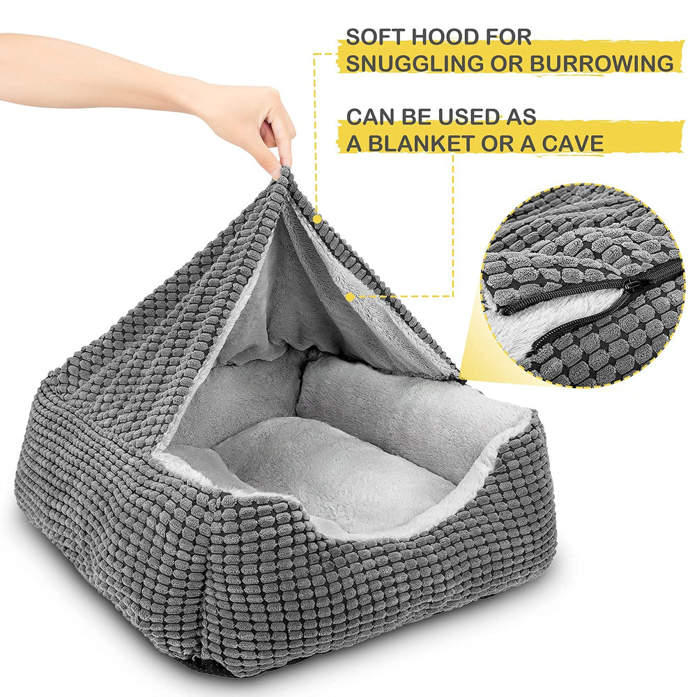 GASUR hooded blanket exterior with corn-kernel design adding warmth and security.