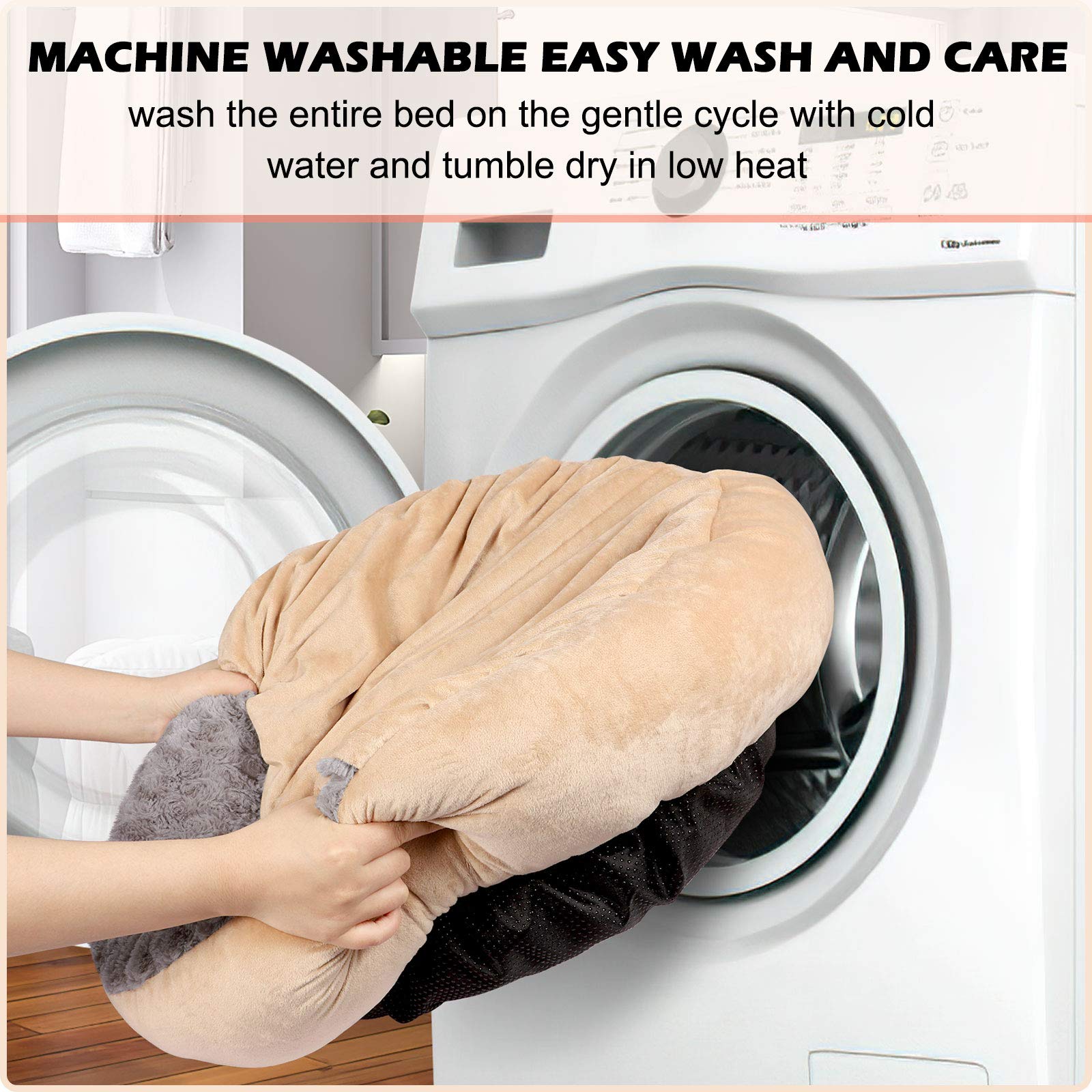 GASUR machine-washable pet bed for easy cleaning after use.