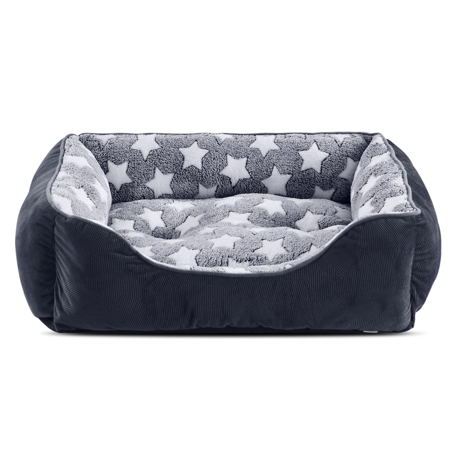 GASUR medium dog bed exterior navy suede with star pattern for cozy lounging.