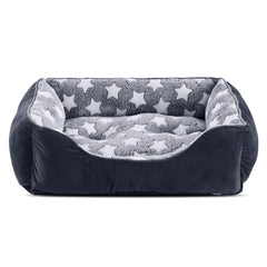 GASUR medium dog bed exterior navy suede with star pattern for cozy lounging.